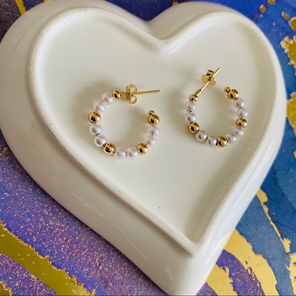 Beaded Small Hoops - Picture 5 of 9